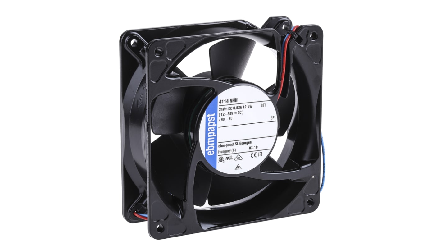 ebm-papst 4100 NHH - S-Force Series Axial Fan, 24 V dc, DC Operation, 260m³/h, 12.4W, 119 x 119 x 38mm