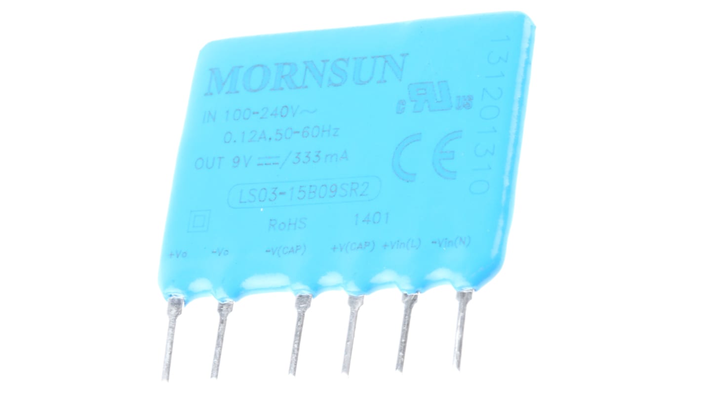 RS PRO Switching Power Supply, 9V dc, 333mA, 3W, 1 Output, 100 → 400 V dc, 85 → 264 V ac Input Voltage