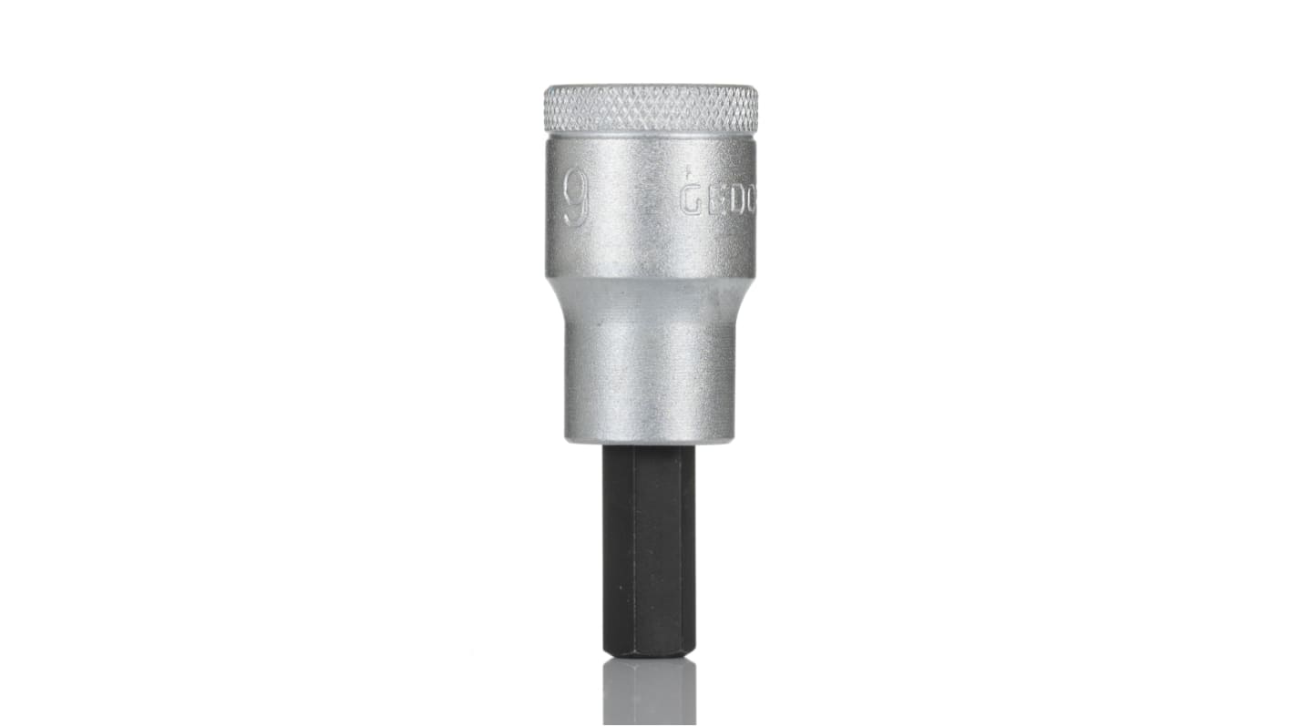Gedore Hexagon Screwdriver Bit, 9 mm Tip, 1/2 in Drive, Hexagon Drive, 61 mm Overall