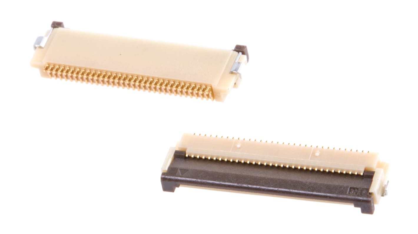 Hirose FPC连接器, 母座, 32p, 0.5mm间距, 单排, SMT安装, 直角, 500mA, 50 V 交流, FH12系列