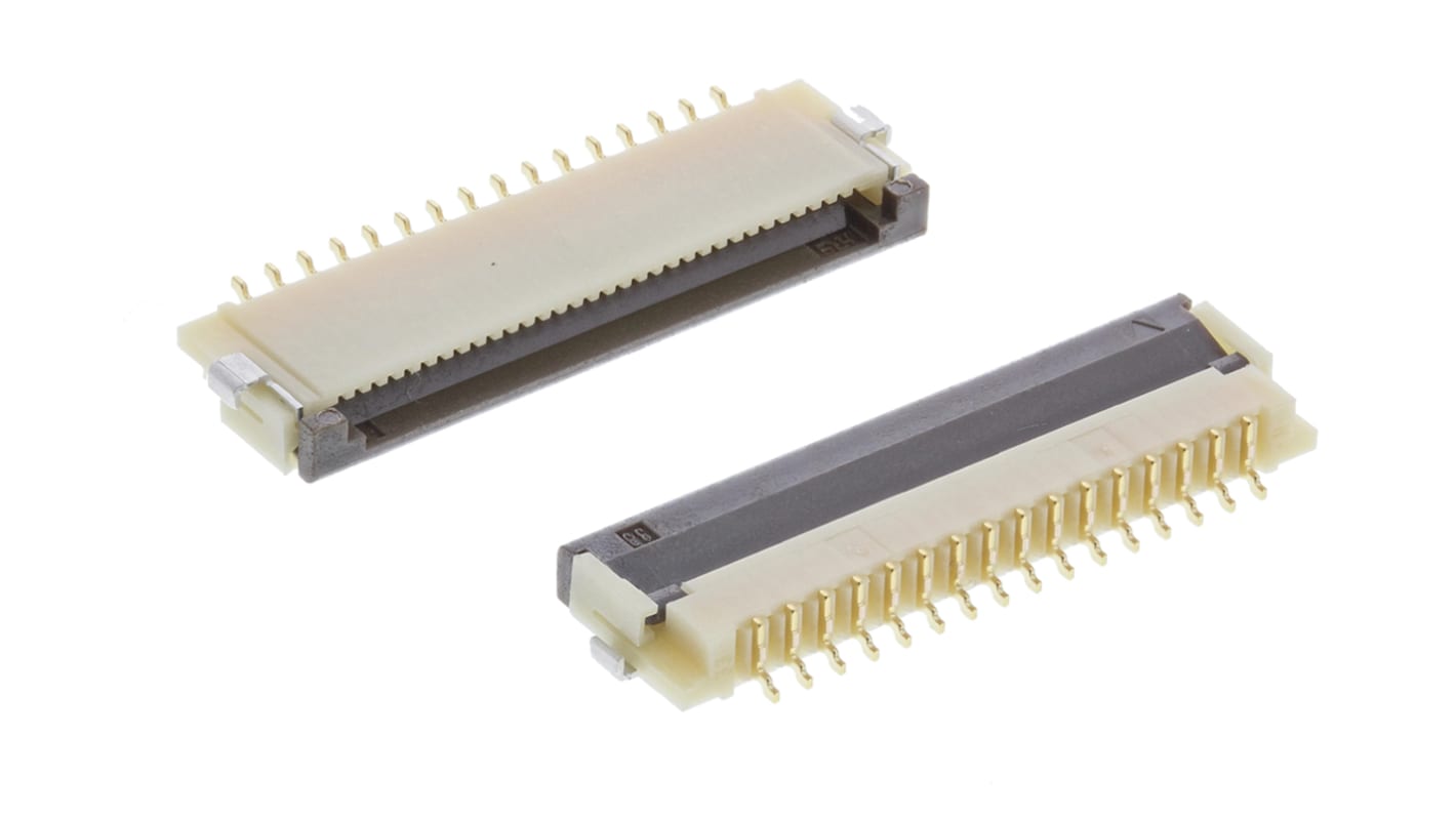 Hirose FPC连接器, 母座, 16p, 1mm间距, 单排, SMT安装, 直角, 500mA, 50 V 交流, FH12系列