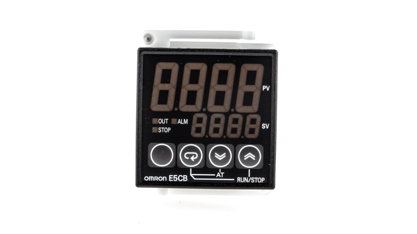 Controlador de temperatura PID Omron serie E5CB, 48 x 48mm, 100 → 240 Vac Termómetro de resistencia de platino ; PT100,