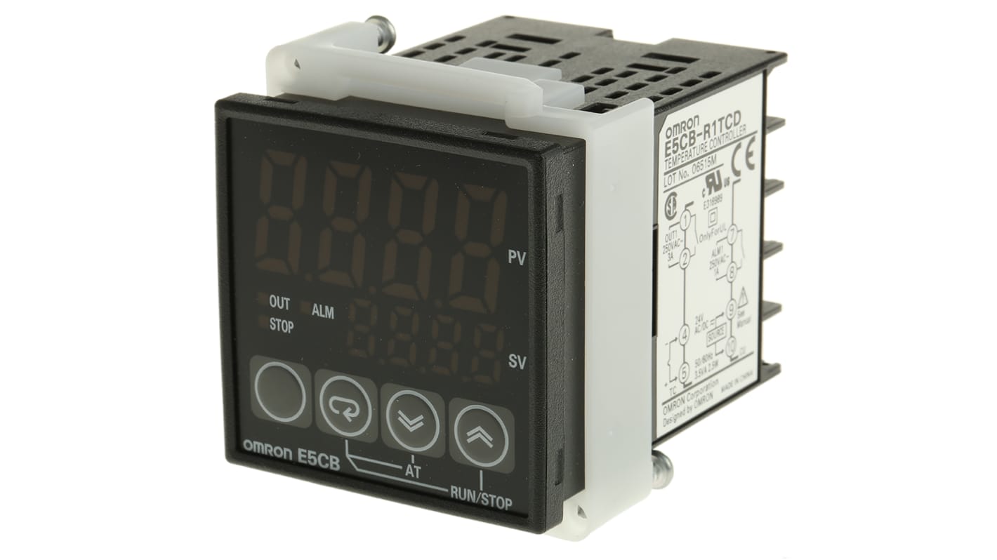 Omron E5CB Panel Mount PID Temperature Controller, 48 x 48mm, 1 Output Relay, 24 V ac/dc Supply Voltage ON/OFF, PID,