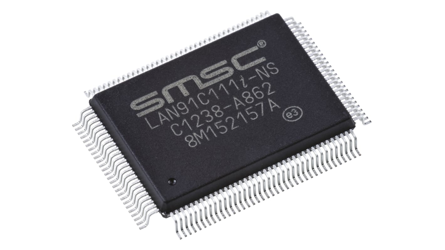 Microchip LAN91C111I-NS, Ethernet Controller, 10Mbps MII, ISA, 3.3 V, 128-Pin QFP