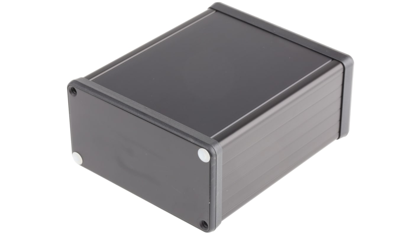 Hammond 1455 Series Black Aluminium Enclosure, IP54, Black Lid, 120 x 103 x 53mm