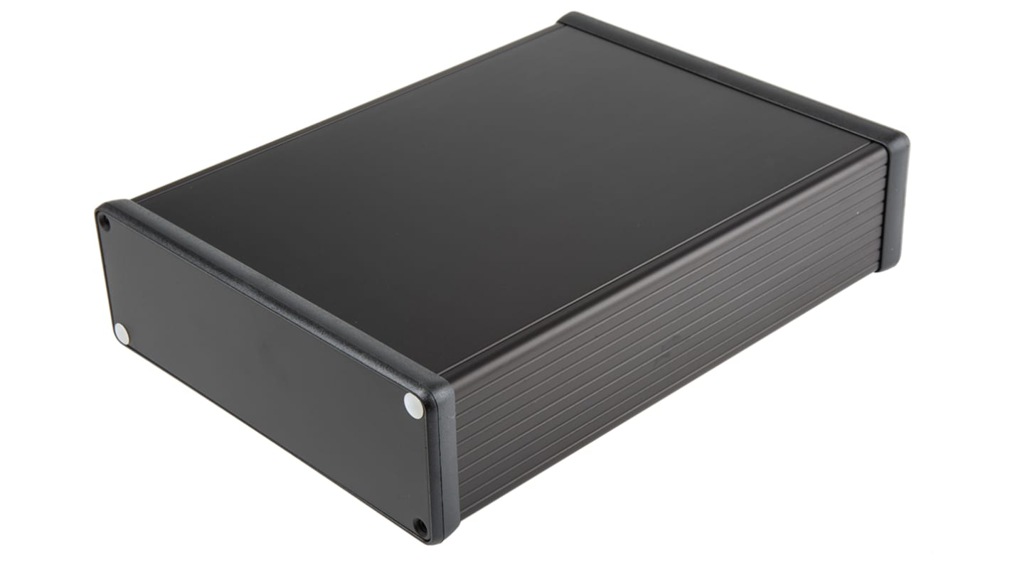 Hammond 1455 Series Black Aluminium Enclosure, IP54, Black Lid, 220 x 160 x 51.5mm