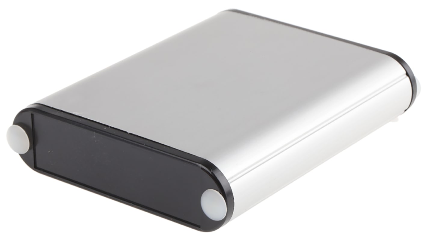 Hammond 1455 Series Silver Anodised Aluminium Enclosure, IP54, Black Lid, 81 x 72.04 x 19mm