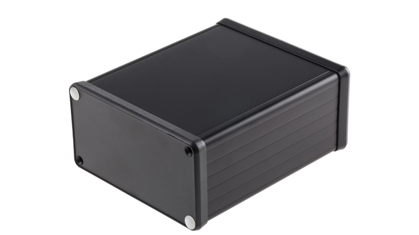 Hammond 1455 Series Black Aluminium Enclosure, IP54, Black Lid, 120 x 103 x 53mm