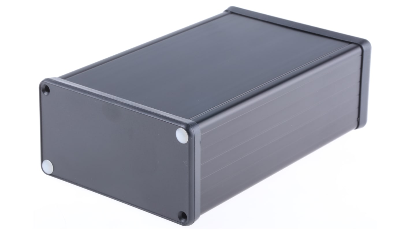 Hammond 1455 Series Black Aluminium Enclosure, IP54, Black Lid, 160 x 103 x 53mm