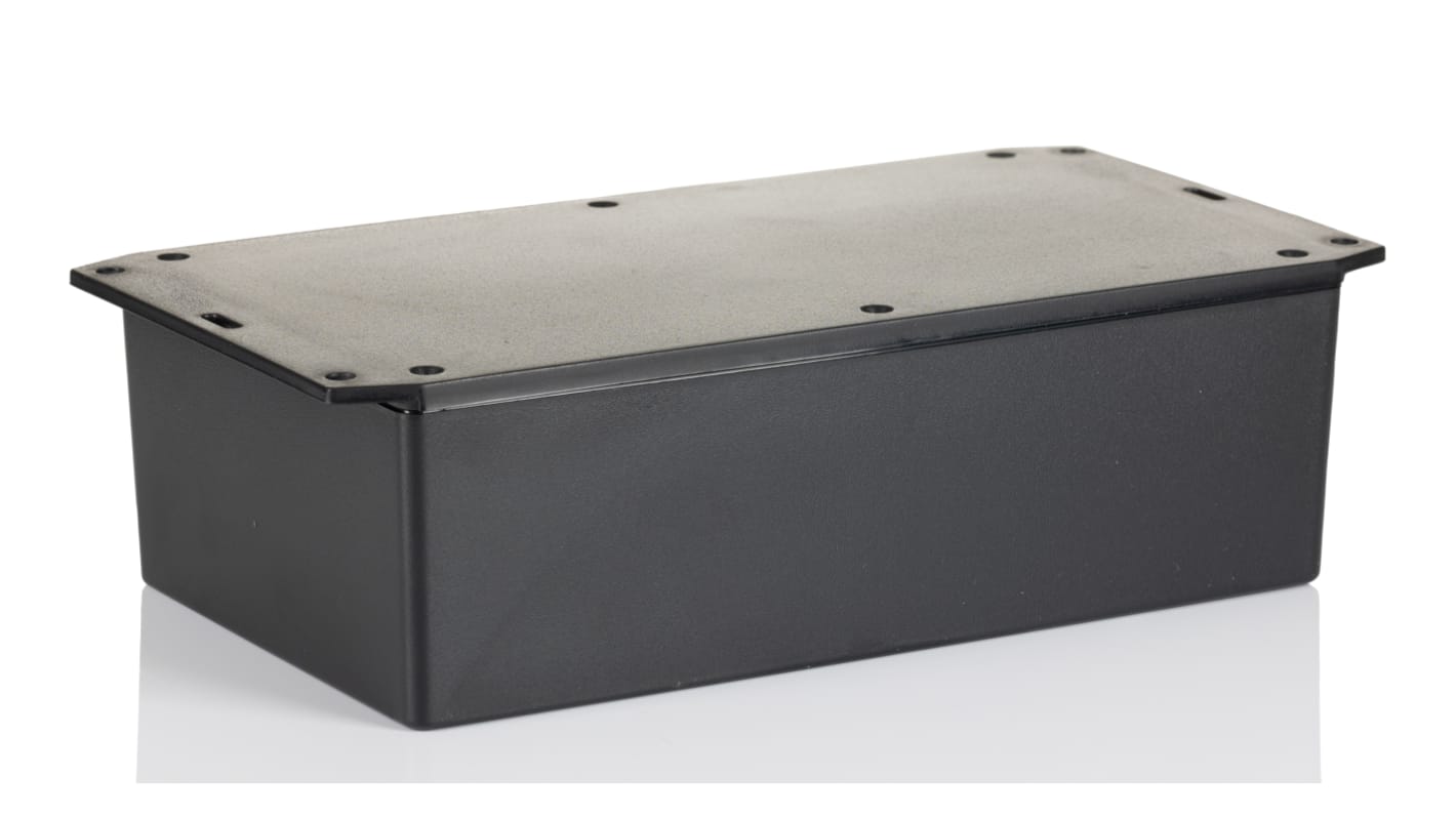 Hammond 1591 Series Black Flame Retardant ABS Enclosure, IP54, Flanged, Black Lid, 193 x 113 x 58mm