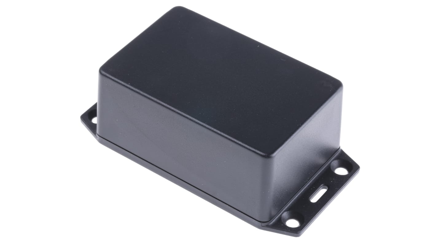 Hammond 1591 Series Black Flame Retardant ABS Enclosure, IP54, Flanged, Black Lid, 87 x 57 x 36mm