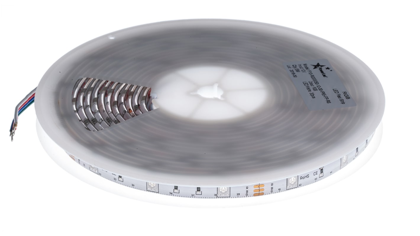 Tira de LED flexible PowerLED, 12V dc, color Azul, Verde, Rojo, tira de 5m x 10mm, 30 leds/m, IP65