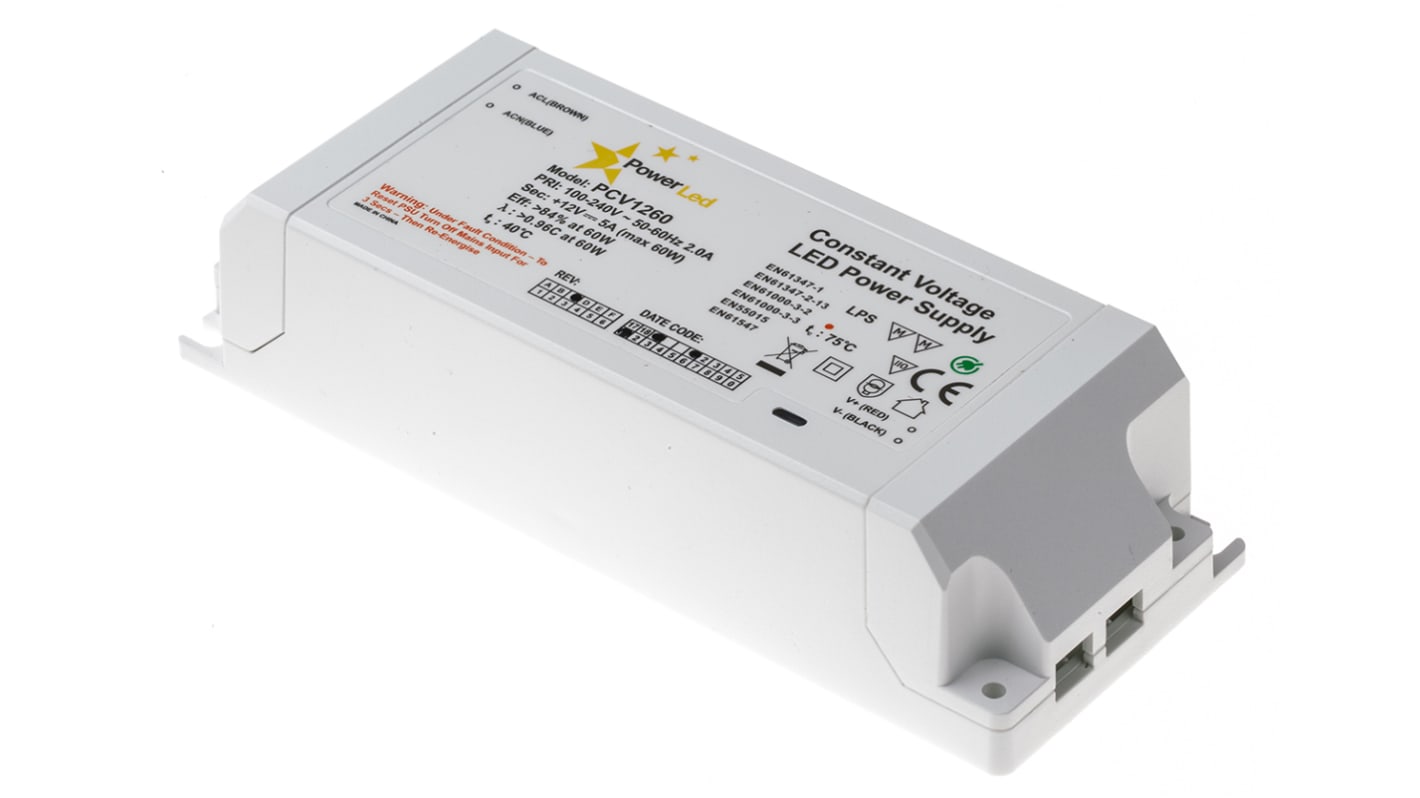 PowerLED 60W LED驱动电源, 交流输入, 输出12V 5A