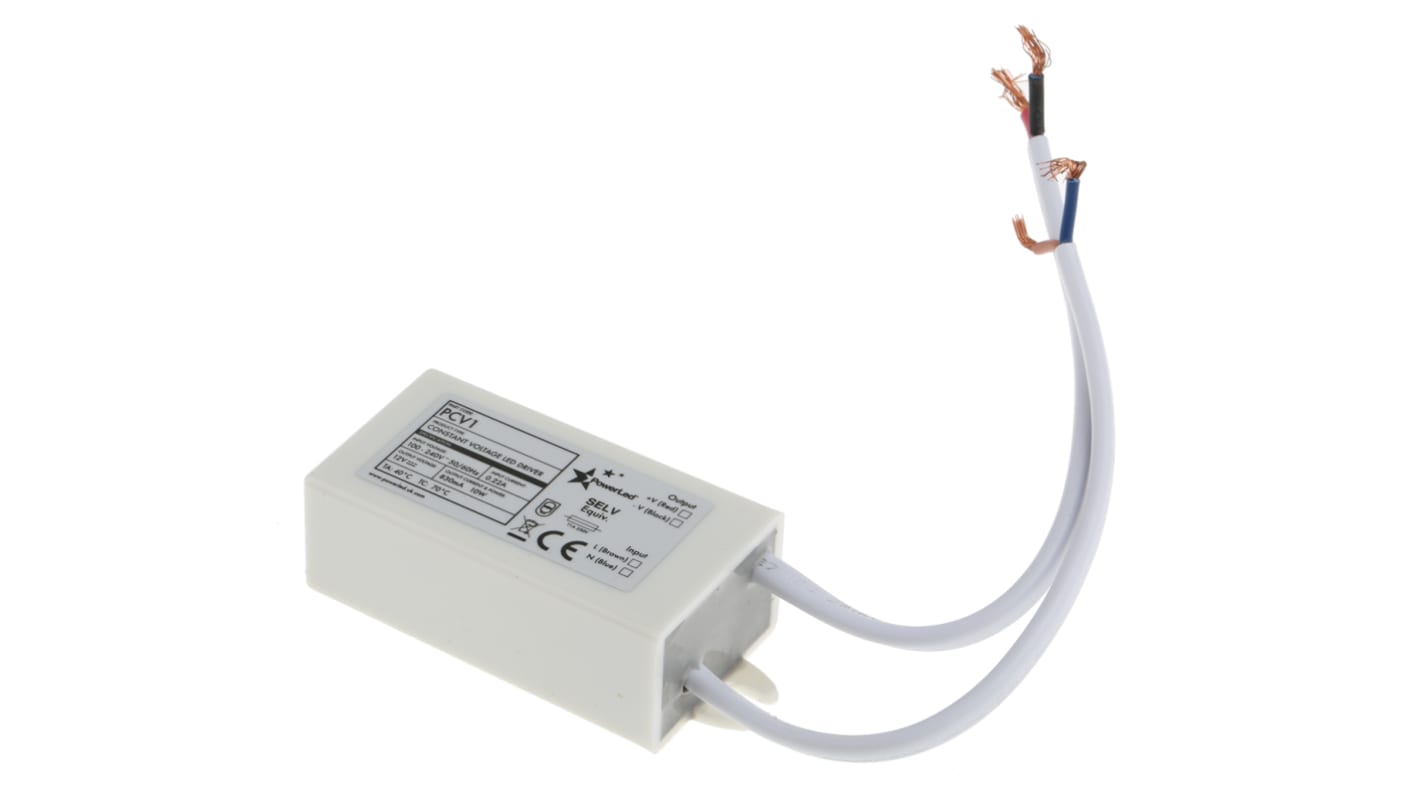 Driver LED tensión constante PowerLED, IN: 100 → 240 V ac, OUT: 12V, 830mA, 10W, IP65