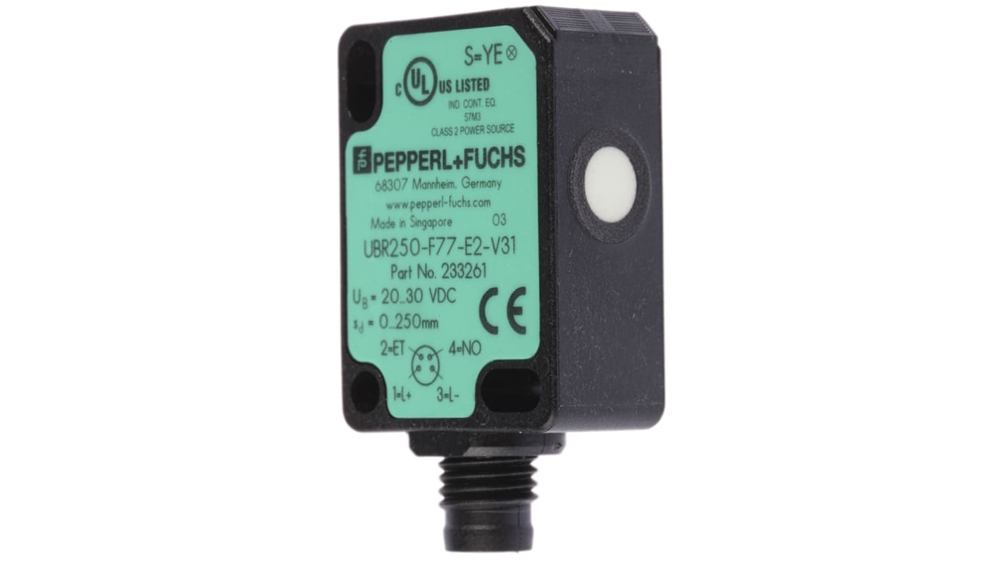 Rs-Online Sensore di prossimità a parallelepipedo Pepperl + Fuchs M8 rilevamento 250mm 20 → 30 V c.c