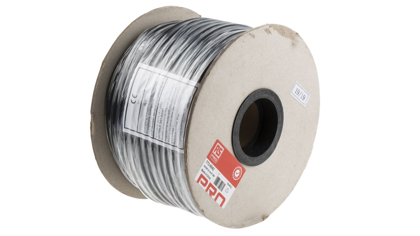RS PRO, 50m 3 Core, Black CPE Power Cable +60°C
