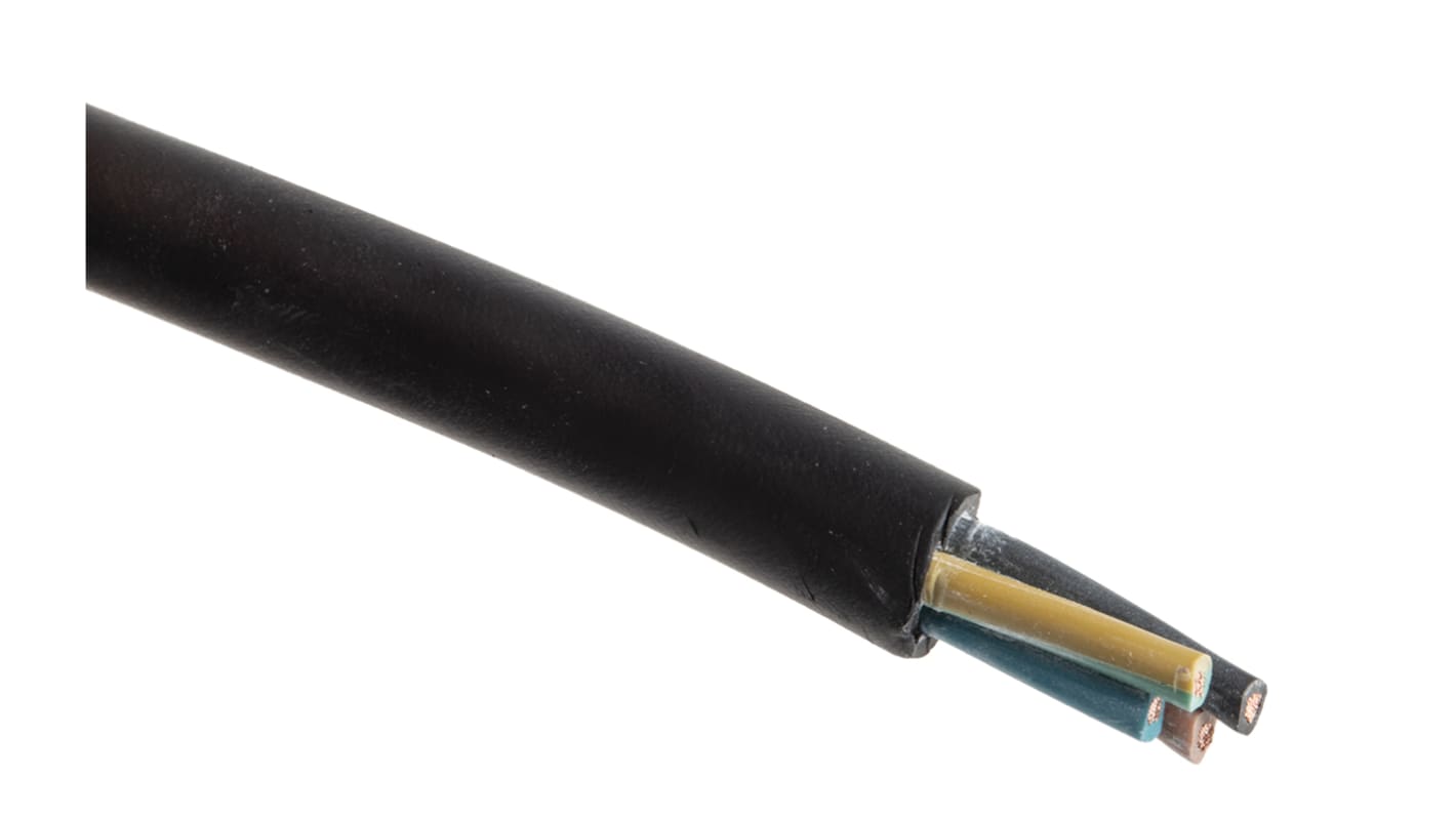 RS PRO 1.5 mm² 4 Core Power Cable, H07RN-F, Black CPE, 50m