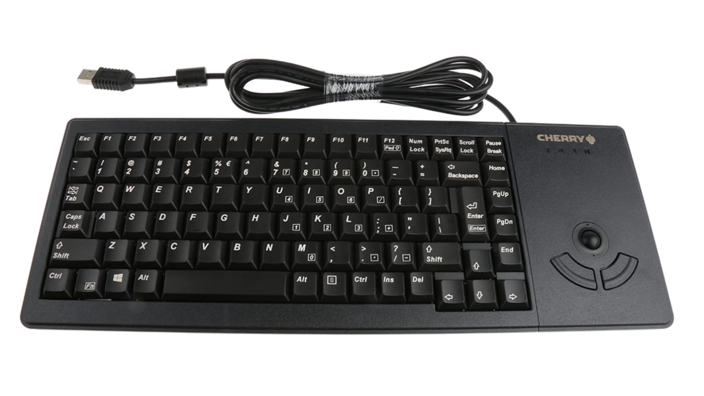 CHERRY Trackball-Tastatur QWERTY (UNS) Kabelgebunden Schwarz USB Kompakt, 374 x 139 x 20mm