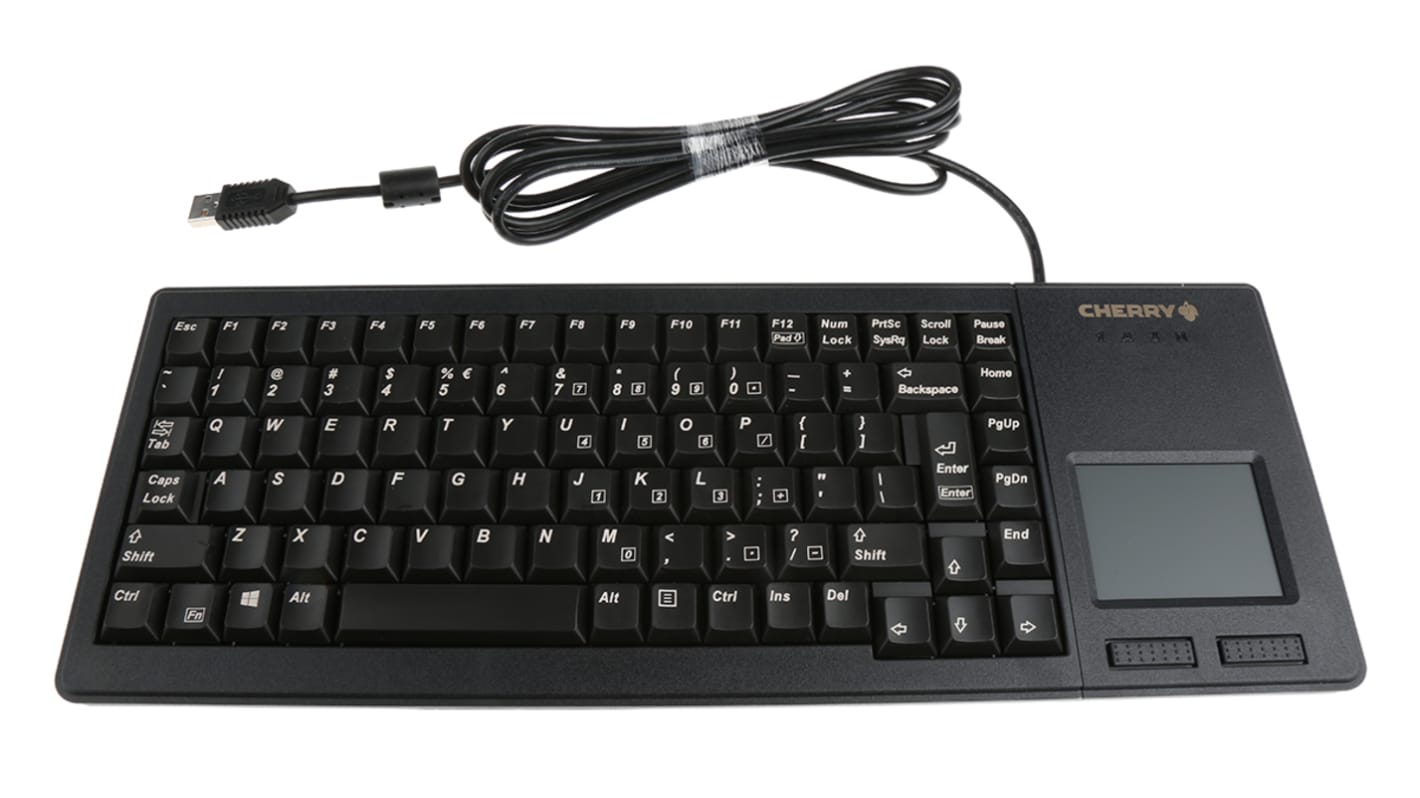 Klawiatura z touchpadem Kompaktowa przewodowa, kolor: Czarny, USB, QWERTY (USA), Cherry