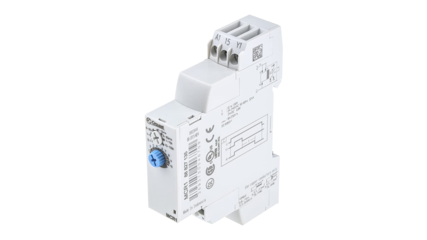 Crouzet 24 → 240 V ac, 24V dc Timer Relay, 1 timerfunktion DIN-skinne