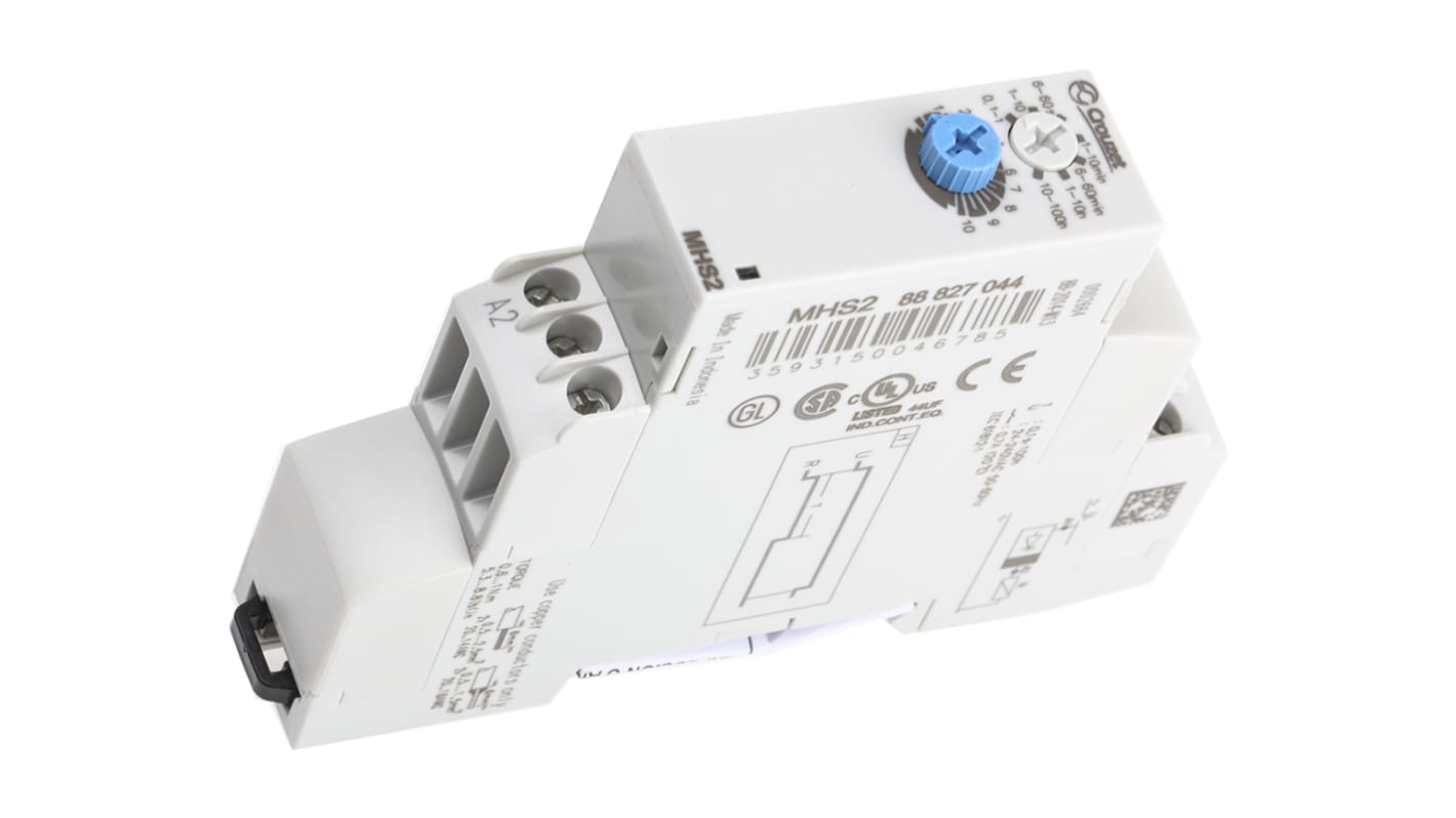 Crouzet 24 → 240V ac Timer Relay, 1 timerfunktion DIN-skinne