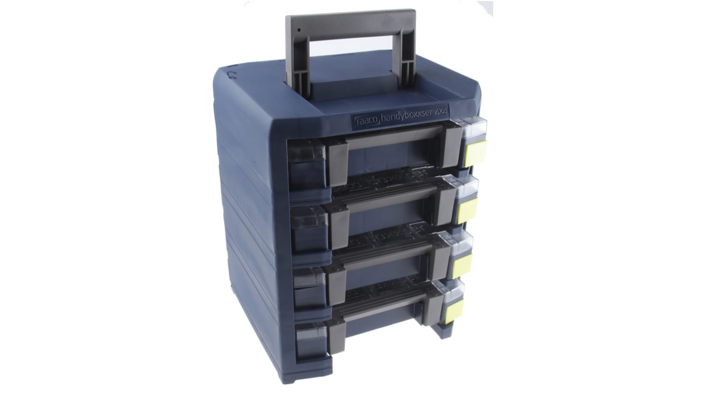 Raaco 4 Cell Blue Compartment Box, 342mm x 290mm x 247mm