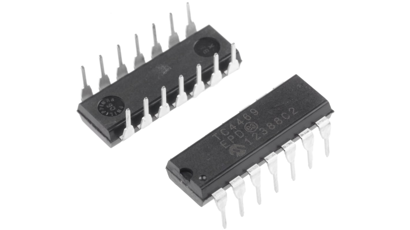 Microchip MOSFETゲートドライバ 1.2 A PDIP 4 14-Pin ローサイド 反転, 非反転 スルーホール