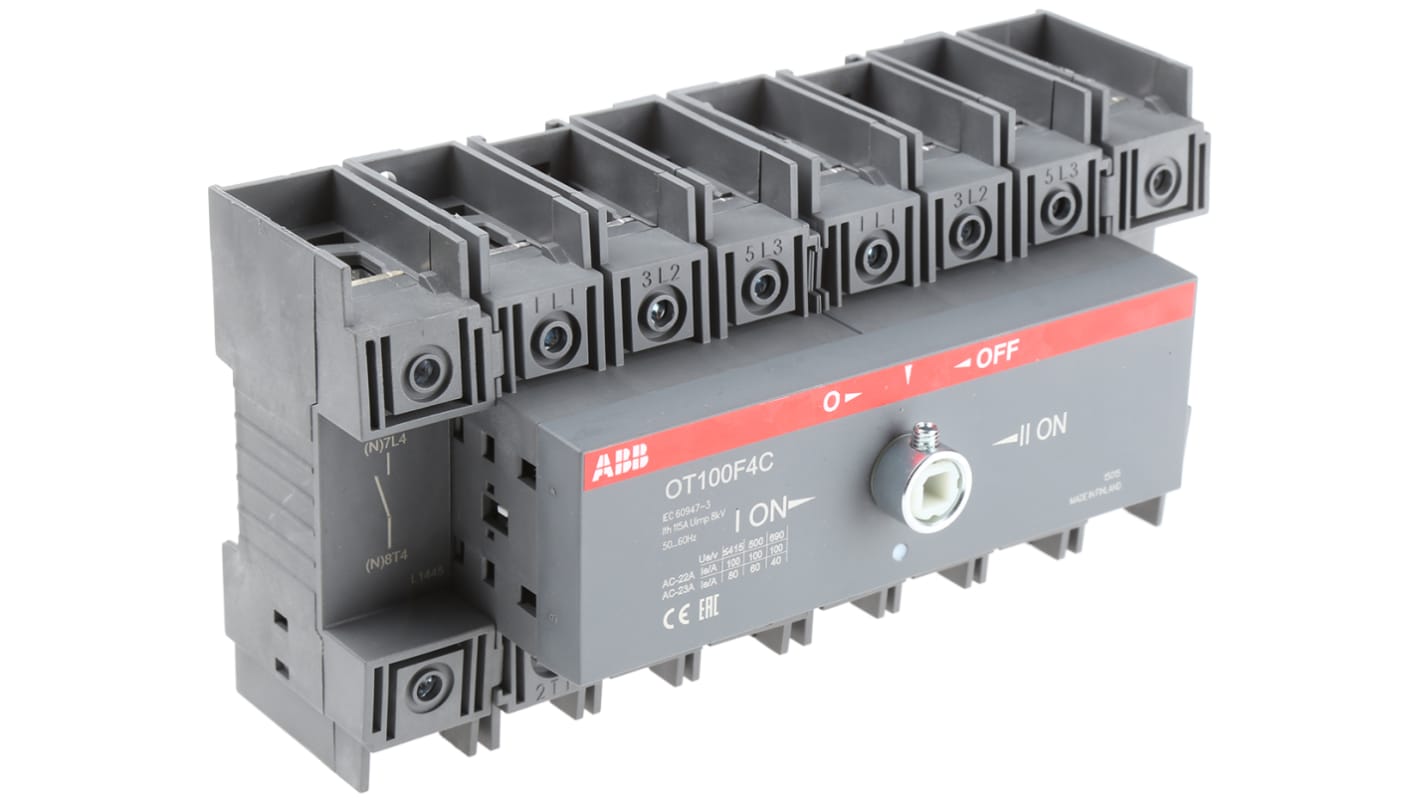 ABB 4P Pole DIN Rail Isolator Switch - 100A Maximum Current