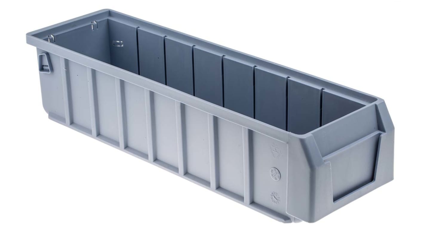RS PRO PP Storage Bin, 90mm x 117mm x 400mm, Blue
