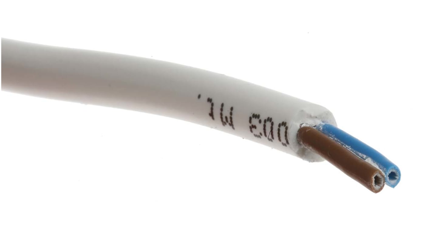 RS PRO, 2182Y, 100m 2 Core, White PVC Power Cable +70°C