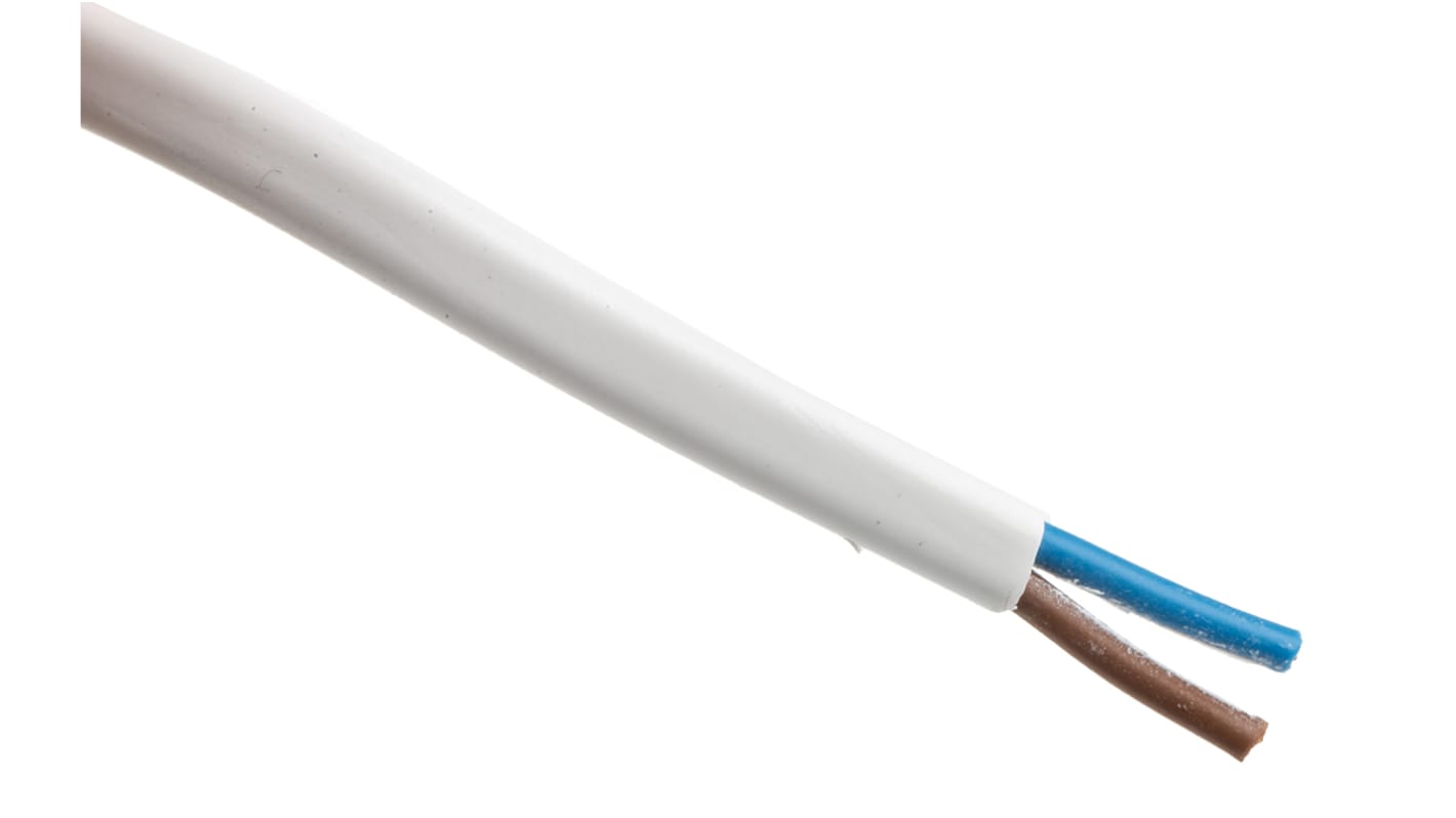 RS PRO 2 Core Power Cable, 0.75 mm², 100m, White PVC Sheath, 2192Y, 6 A, 300 V