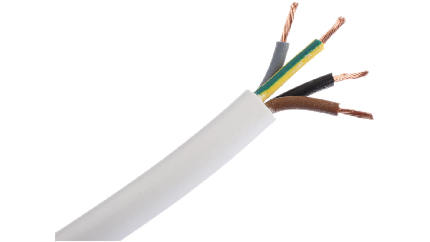 RS PRO, 3184Y, 100m 4 Core, White PVC Power Cable +70°C