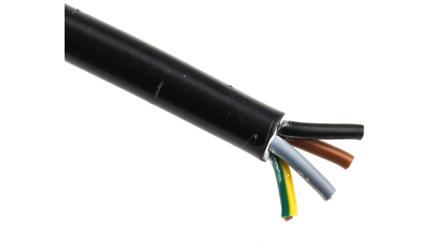 RS PRO 4 Core Power Cable, 1.5 mm², 100m, Black PVC Sheath, 3184Y, 16 A, 300 V, 500 V