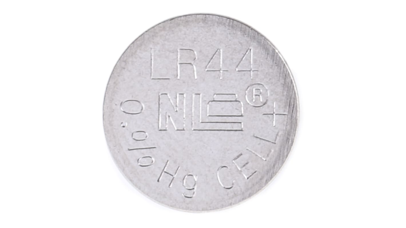 RS PRO LR44纽扣电池, 1.5V, 158mAh, 碱性, 标准接端, 11.53 x 5.43mm, LR44