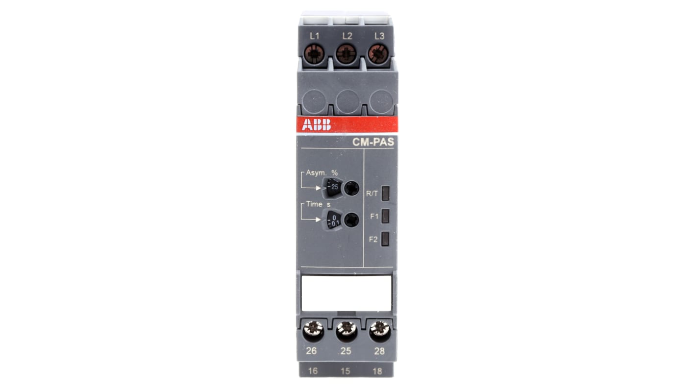 ABB Phase Monitoring Relay, 3 Phase, DPDT, 300 → 500V ac, DIN Rail