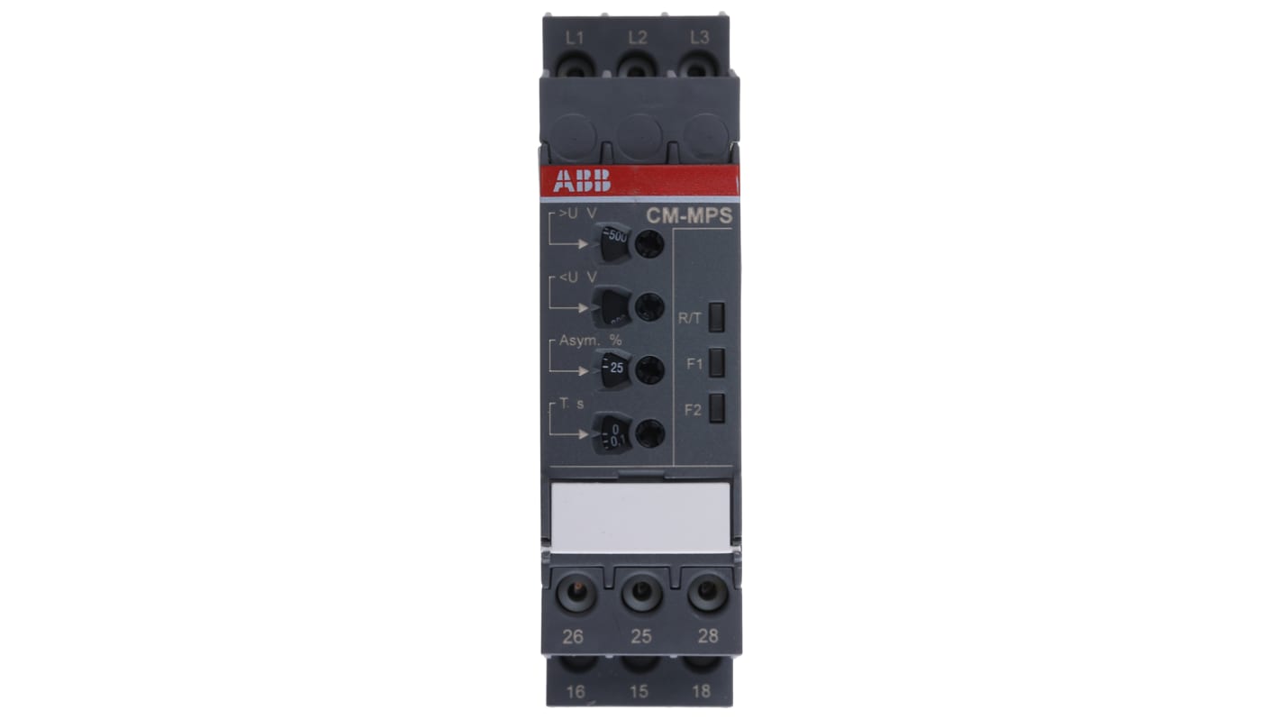 ABB Phase, Voltage Monitoring Relay, 3 Phase, DPDT, 300 → 500V ac, DIN Rail