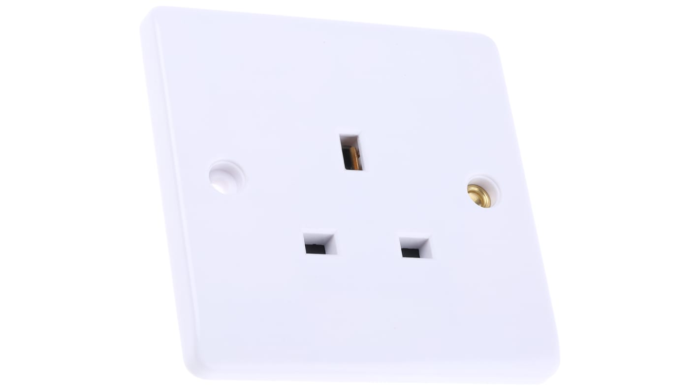 RS PRO 英标插座, 1位, 嵌入式安装, 室内使用, 13A, 230 V, 白色