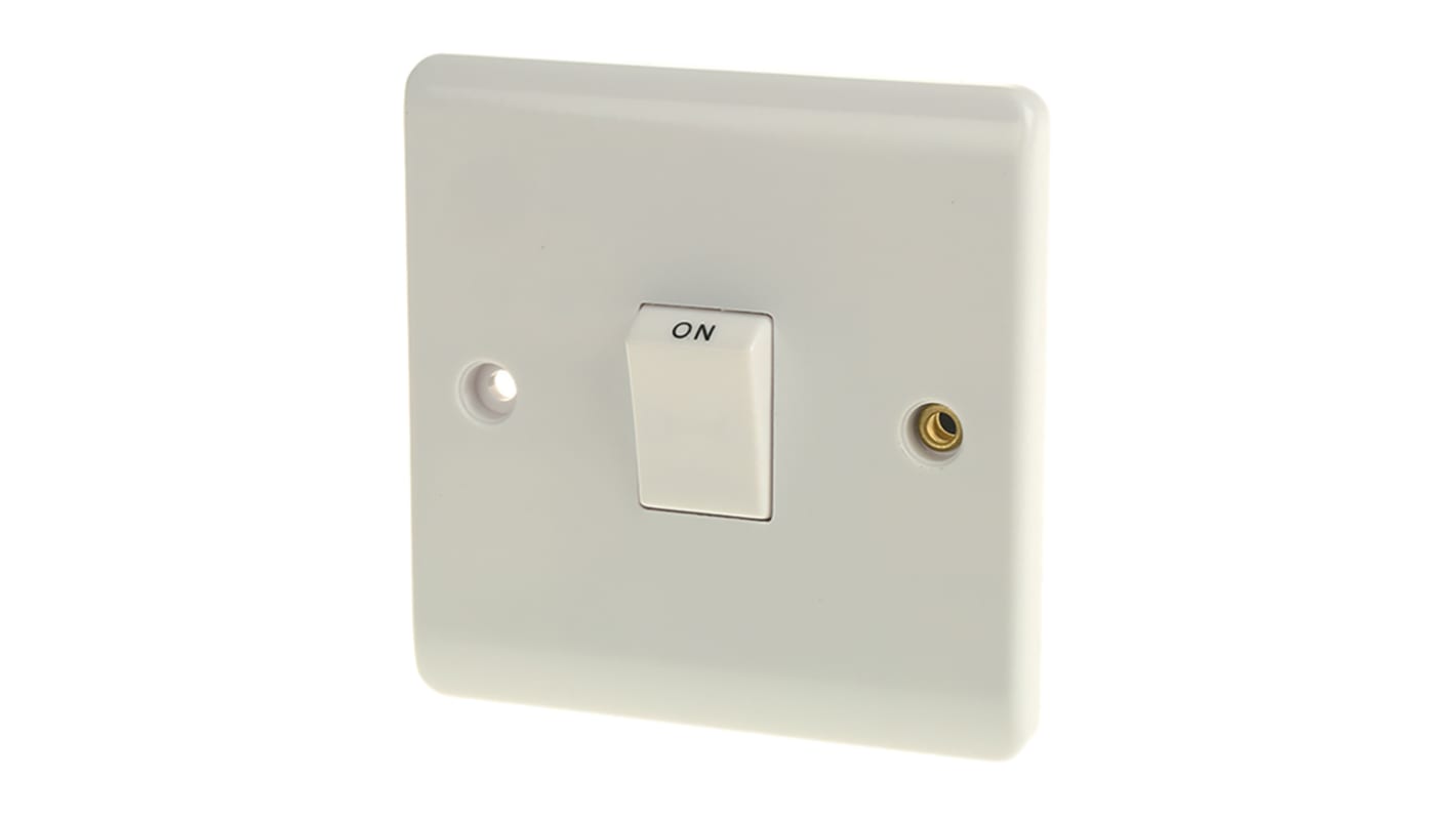 RS PRO White Rocker Light Switch, 1 Way, 1 Gang