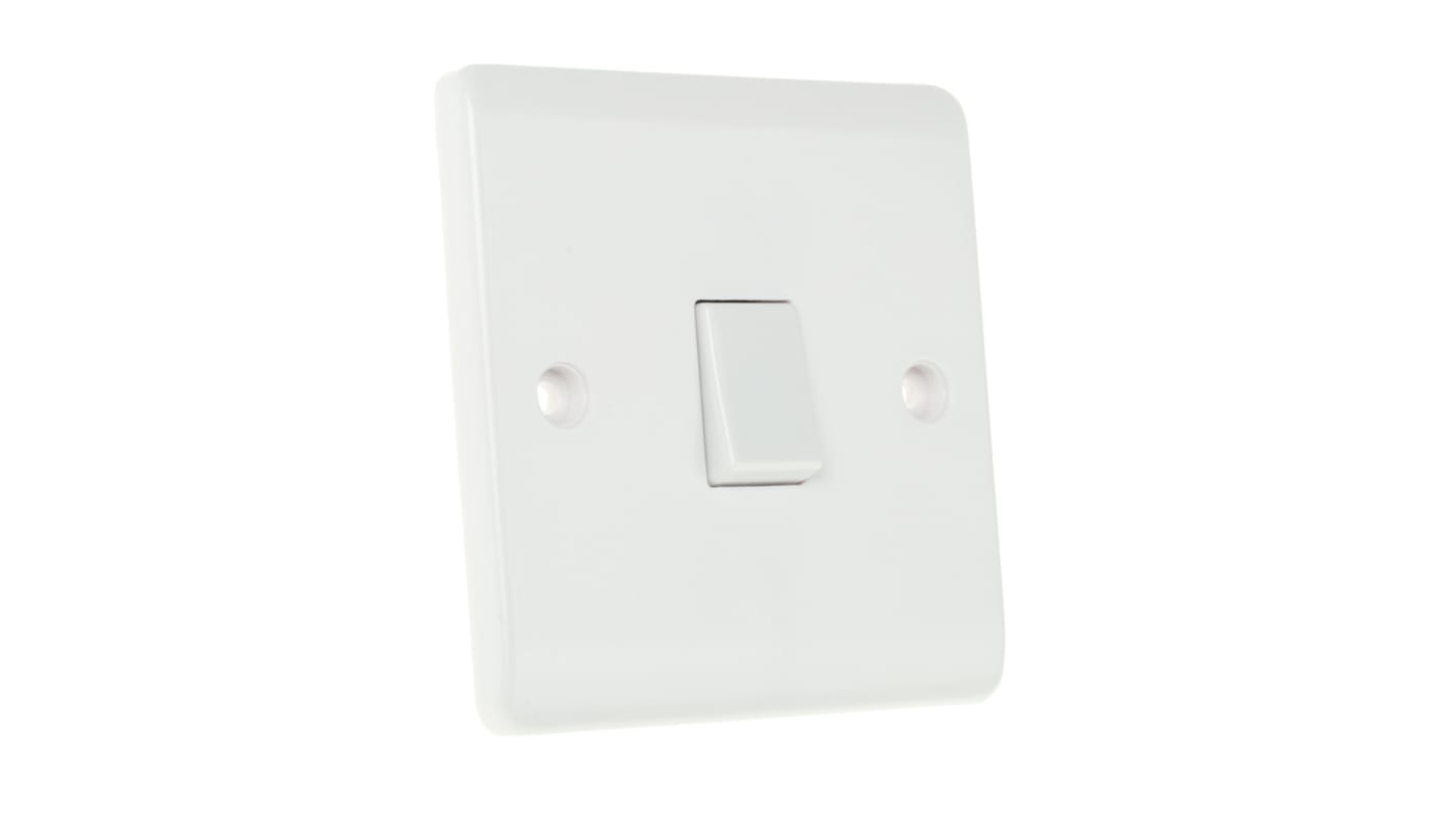 Interruttore luce RS PRO, 10A, 250V, 2 vie, Colore bianco, IP20, Urea-formaldeide RS bianco