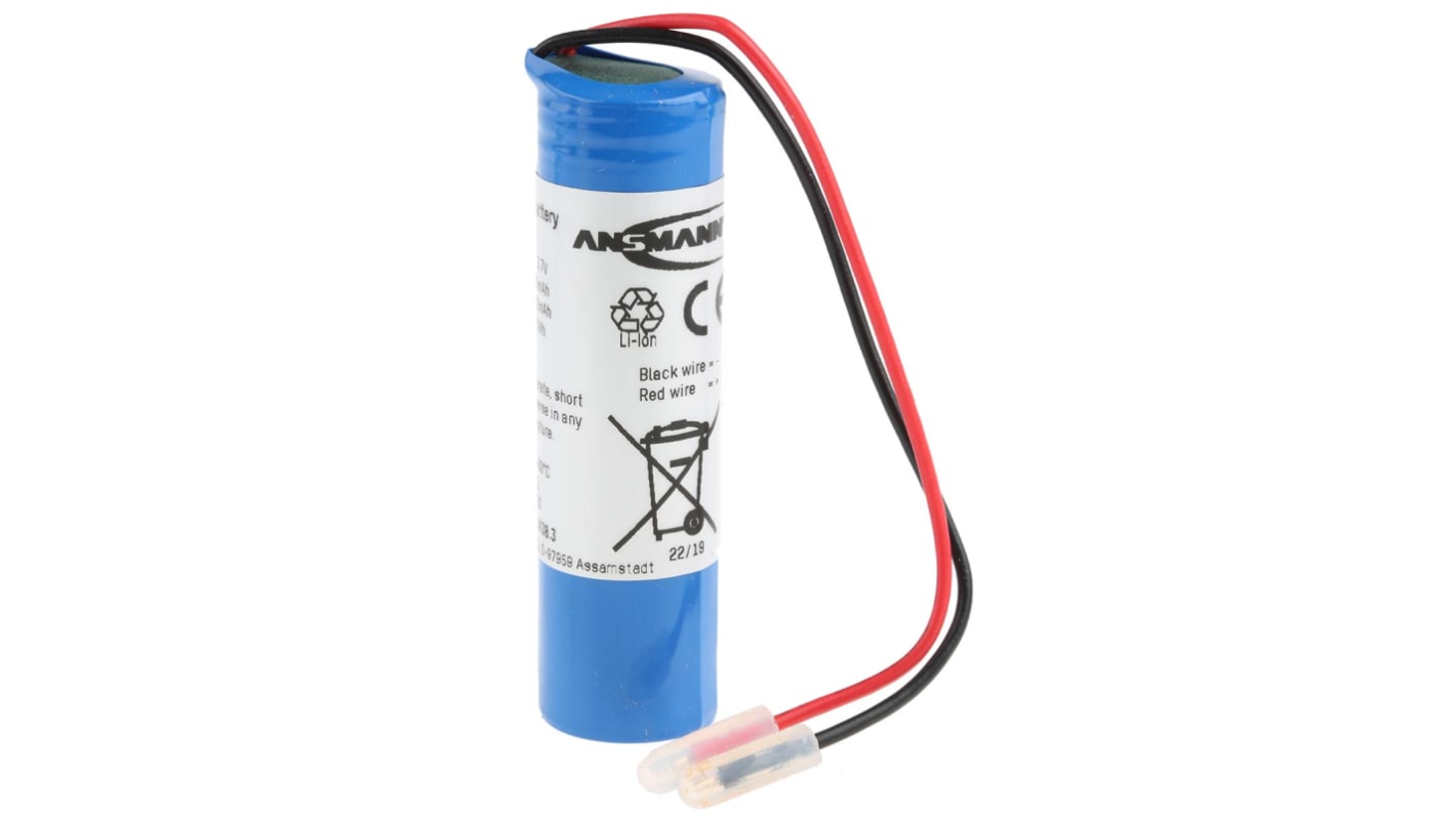 Pacco batterie ricaricabile Ansmann, formato 18650, 1 celle, 3.6V, 2.6Ah, Ioni di litio