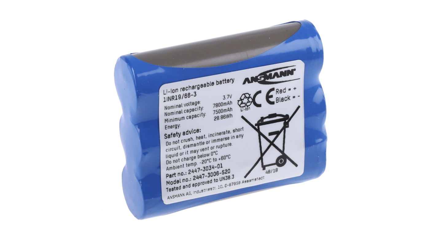 Ansmann 3.7V Lithium-Ion Rechargeable Battery Pack, 7.8Ah - Pack of 1