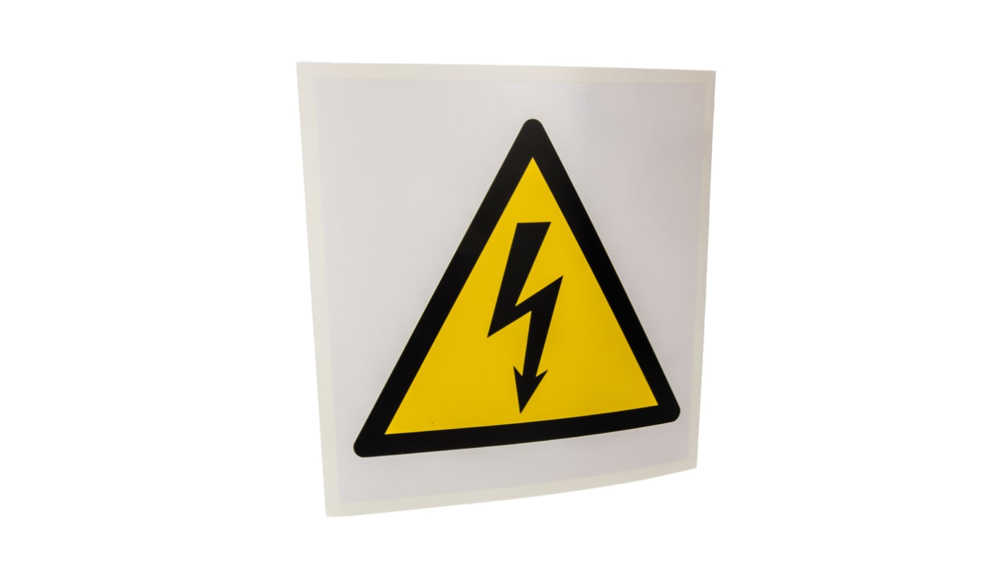 RS PRO Self-Adhesive Electrical Hazard Warning Sign