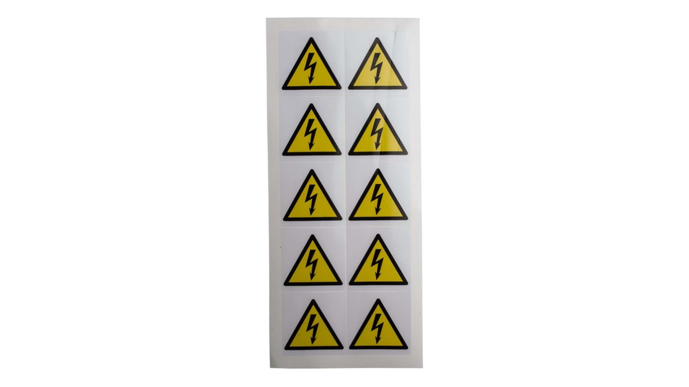 RS PRO Black/White/Yellow Vinyl Safety Labels, Symbol-Text 50 mm x 50mm