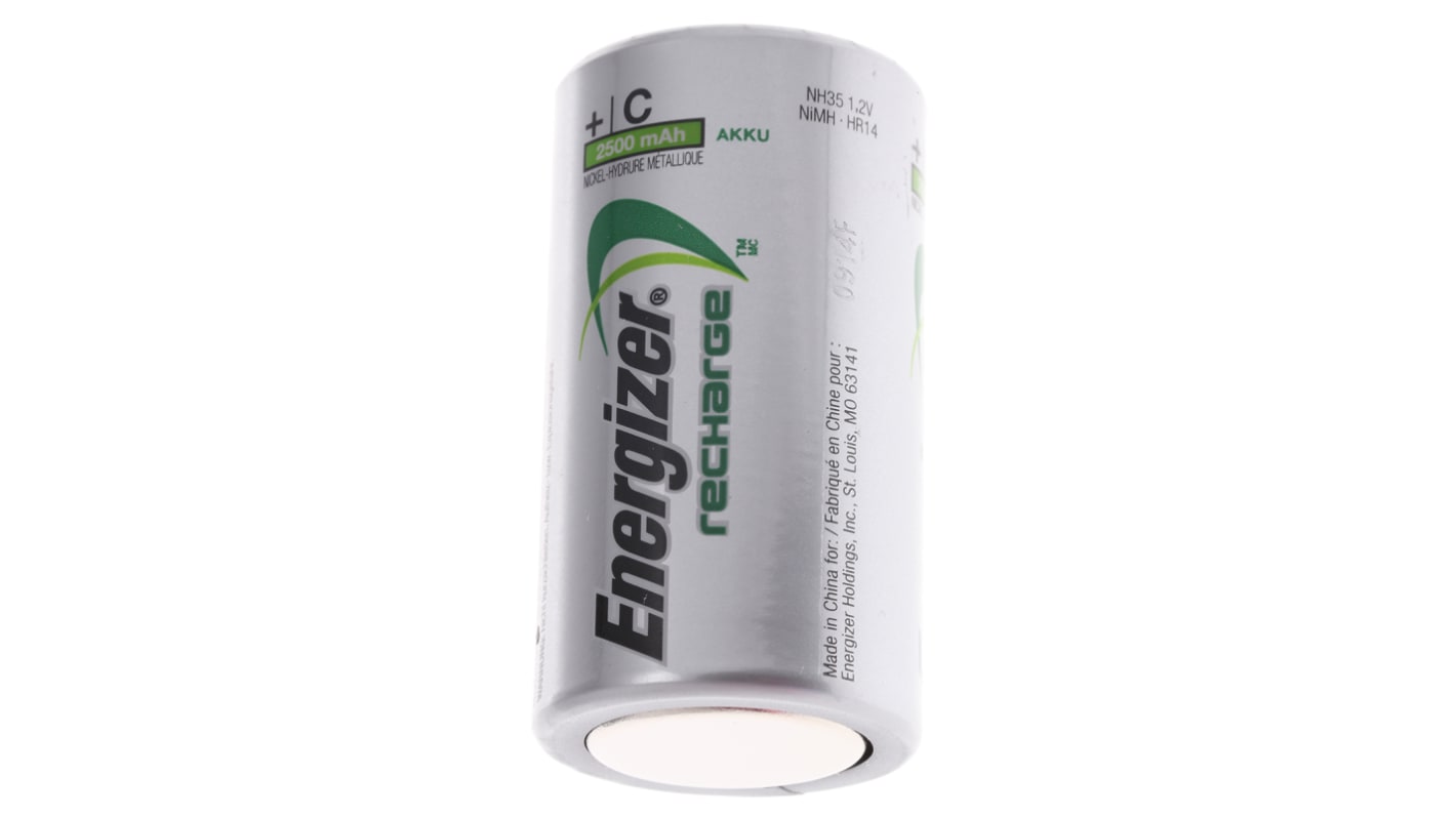 Energizer NiMH Rechargeable C Batteries, 2.5Ah