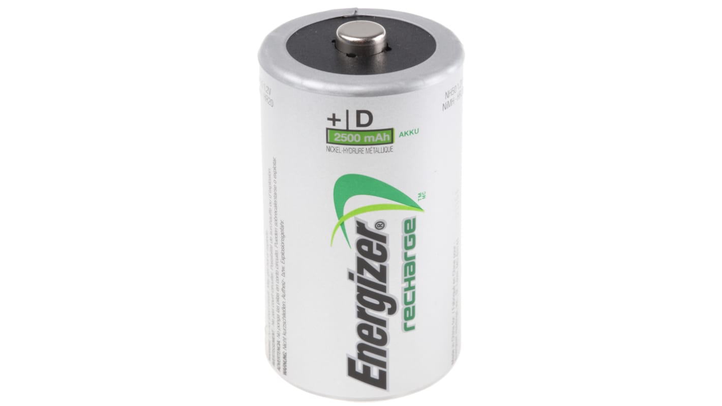 Energizer NiMH Rechargeable D Batteries, 2.5Ah