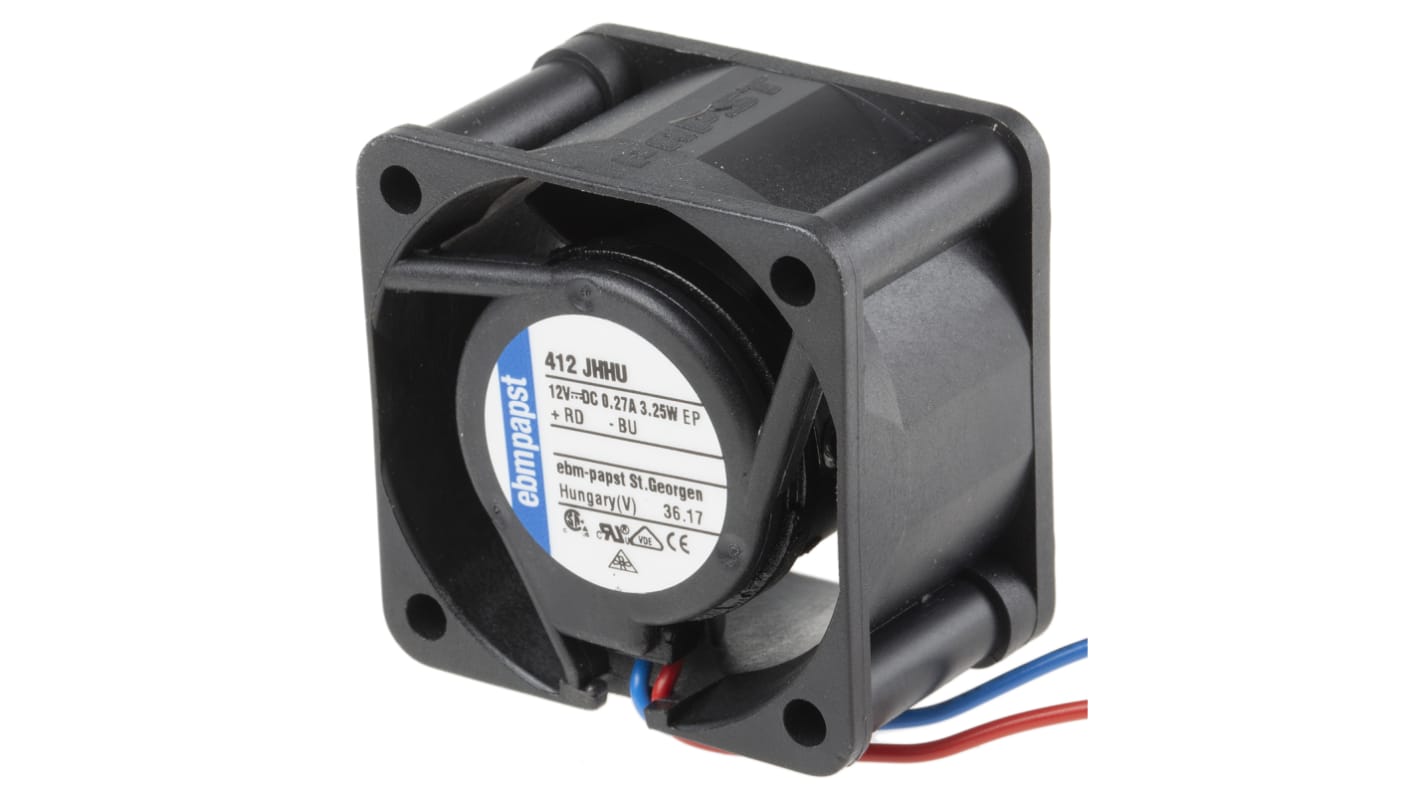 ebm-papst 400 Series Axial Fan, 12 V dc, DC Operation, 24m³/h, 3.3W, IP54, 40 x 40 x 25mm