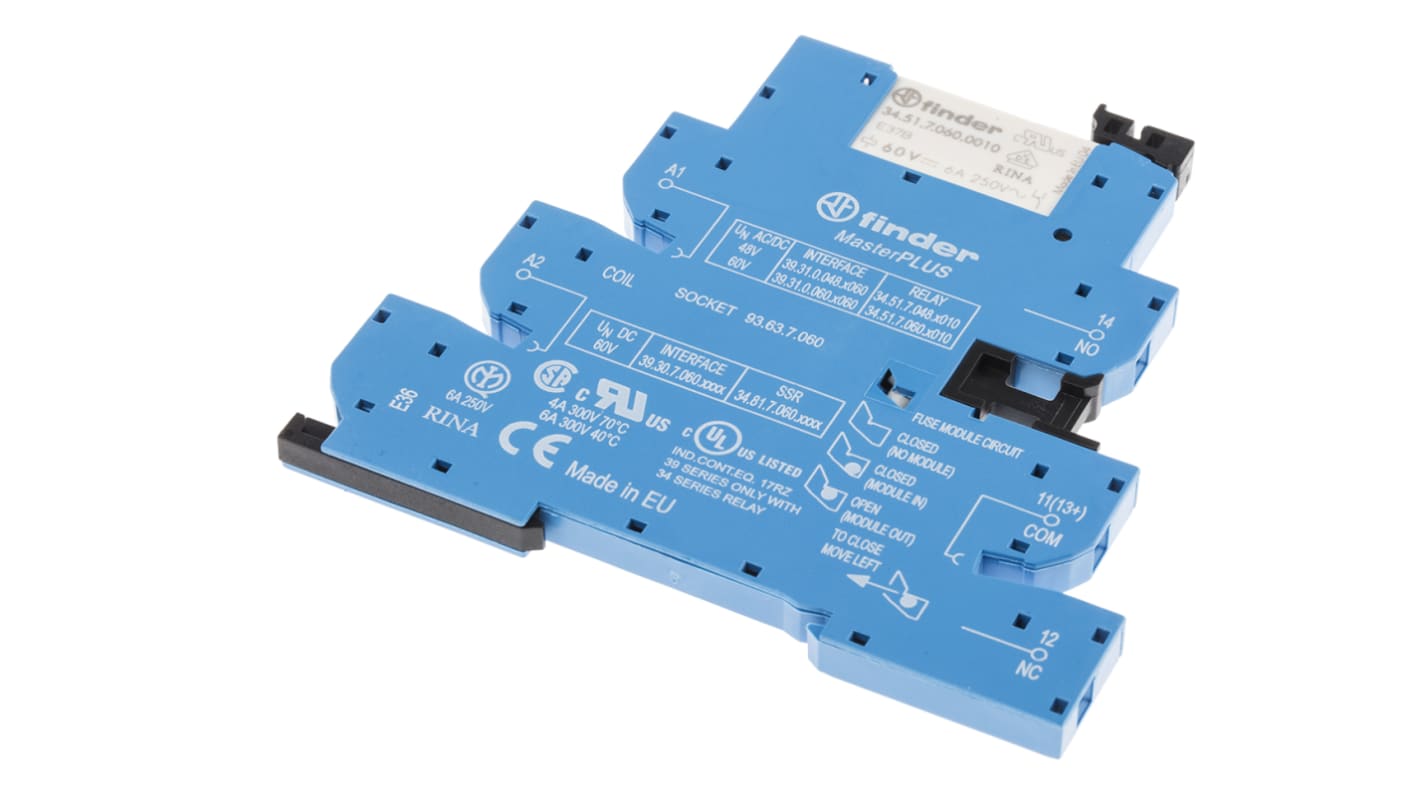Finder 39 Series Interface Relais 60V ac/dc, 1-poliger Wechsler DIN-Schienen