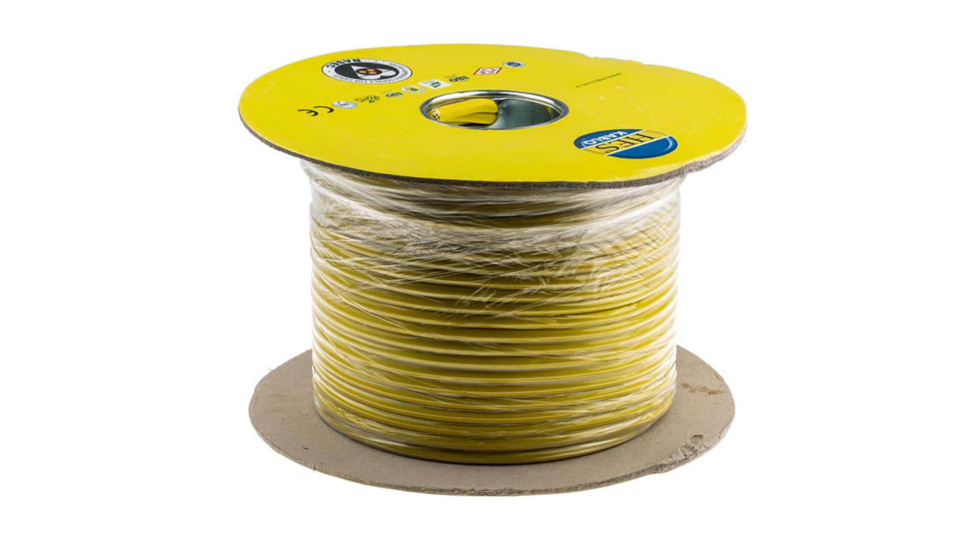 RS PRO 1.5 mm² 3 Core Power Cable, Yellow Polyvinyl Chloride PVC, 100m