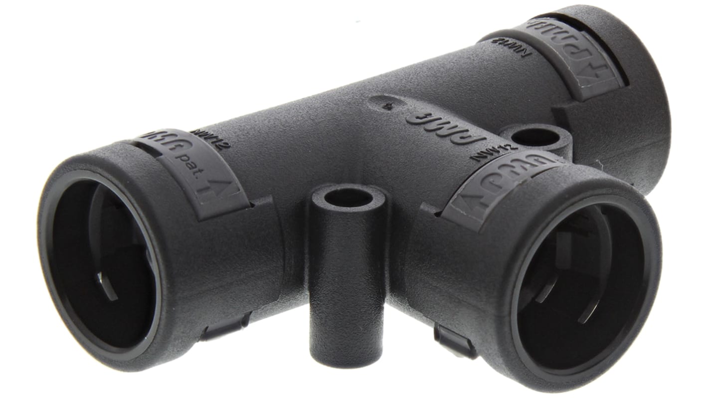 PMA T Piece, Conduit Fitting, NW12 x 3 Nominal Size, PA 6, Black IP66 rating
