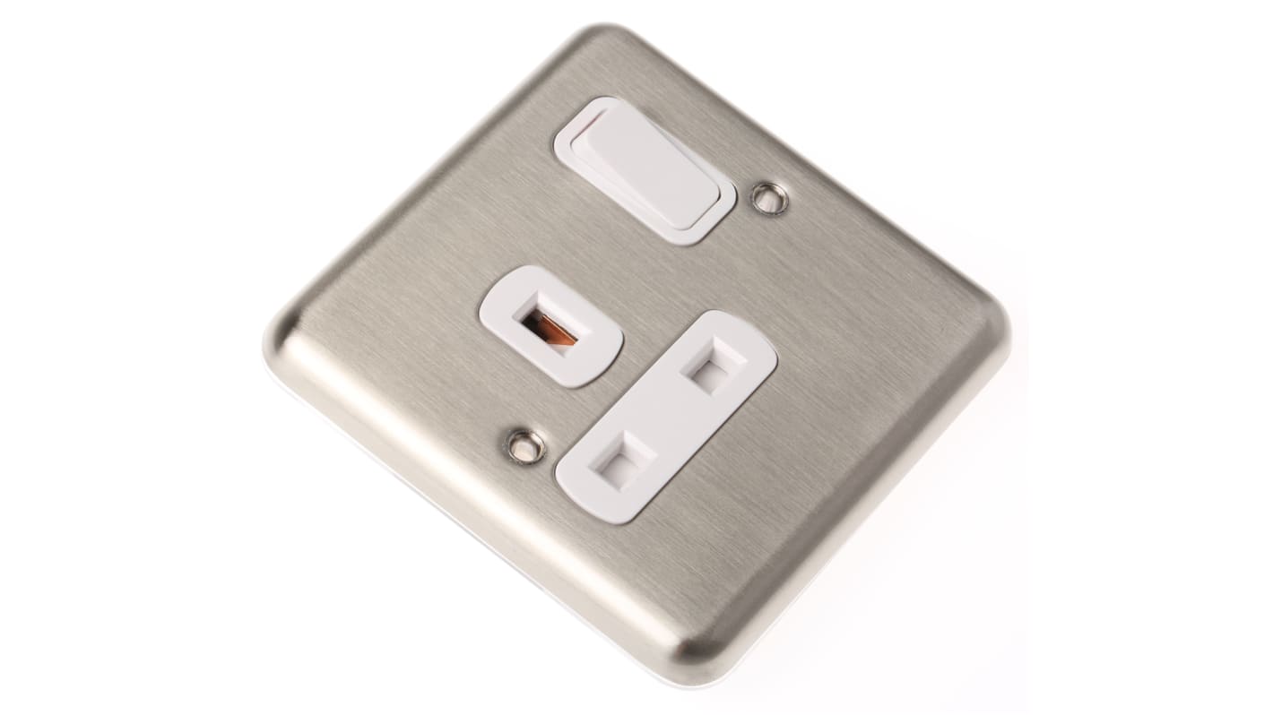 Deta Decorative 1 Gang Electrical Socket, 2 Poles, 13A, Type G - British, Indoor Use